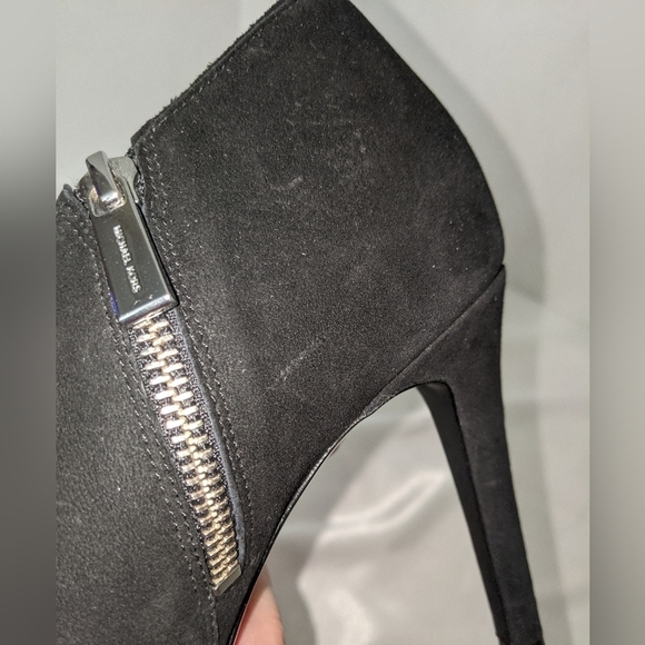 MICHAEL Michael Kors Womens Black Suede Elodie Booties Open Toe Side Zip Size 9M - Picture 11 of 12